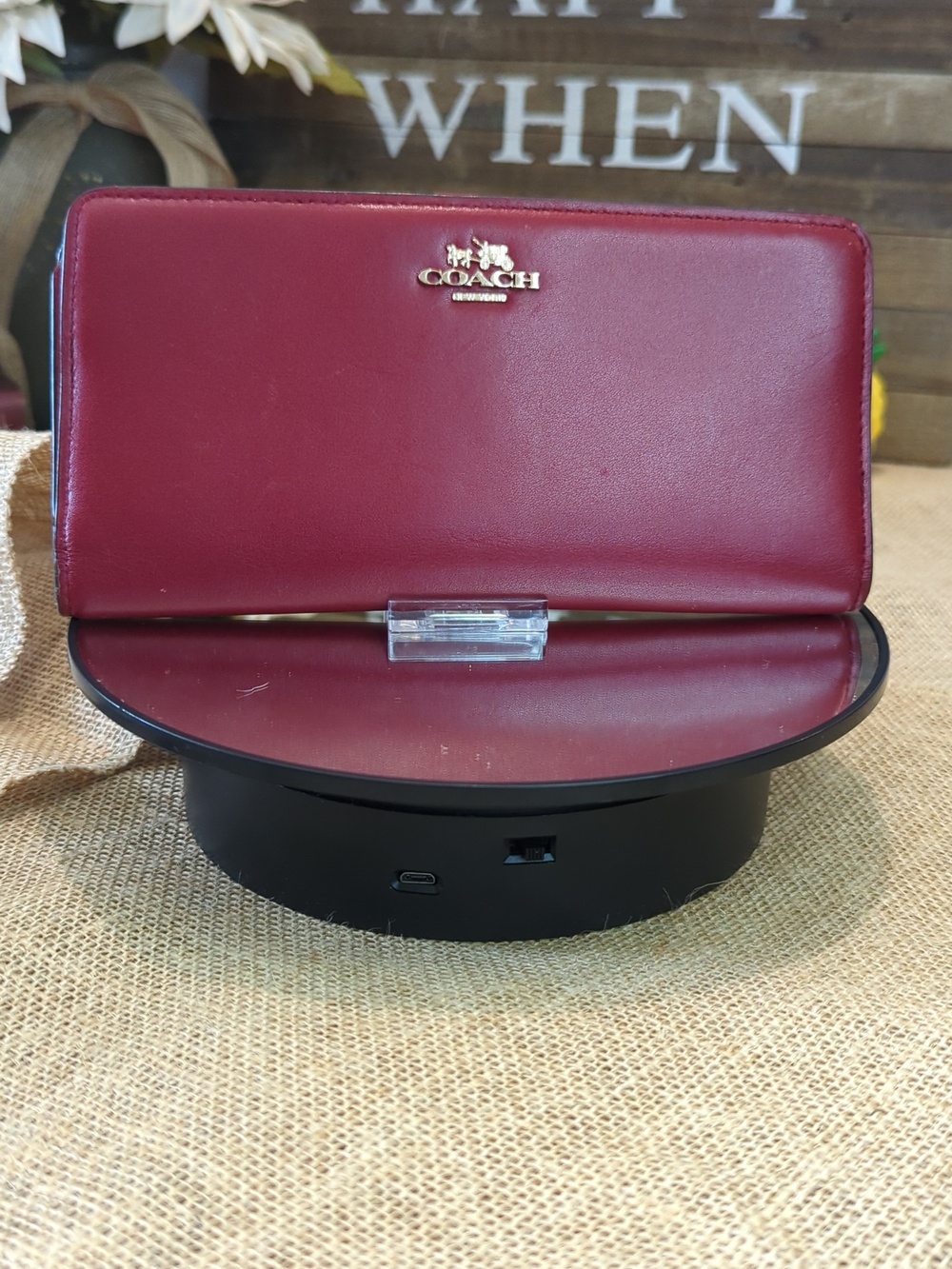Coach Candy Apple Red Smooth Leather Slim Wallet